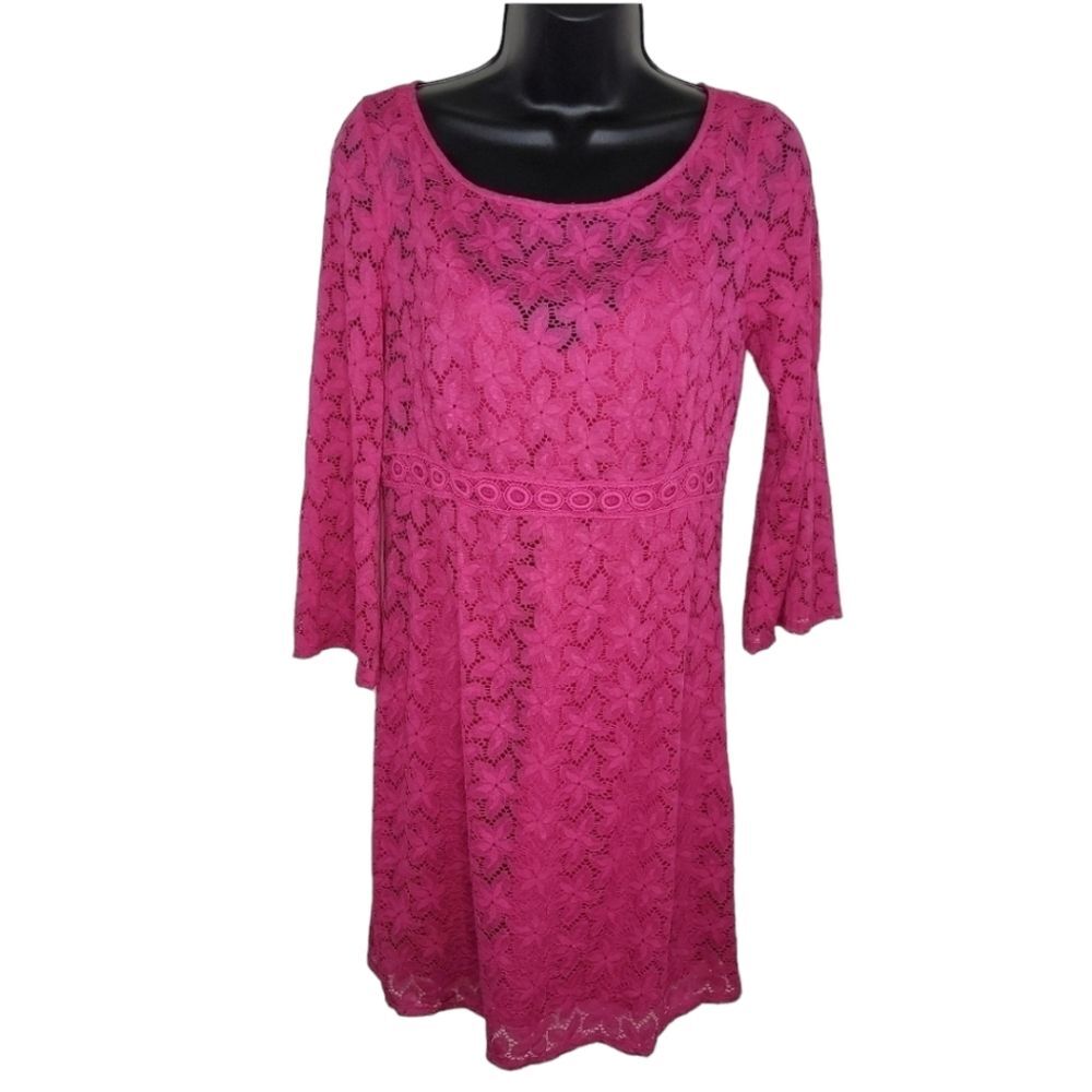 Laundry by Shelli Segal mini Lace 3/4 Sleeve Dress 6